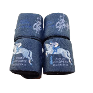 Bandes de repos cheval - bleu de prusse - poneys et petits chevaux broderie 1.